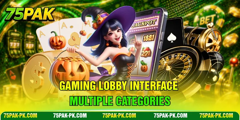 Gaming lobby interface multiple categories